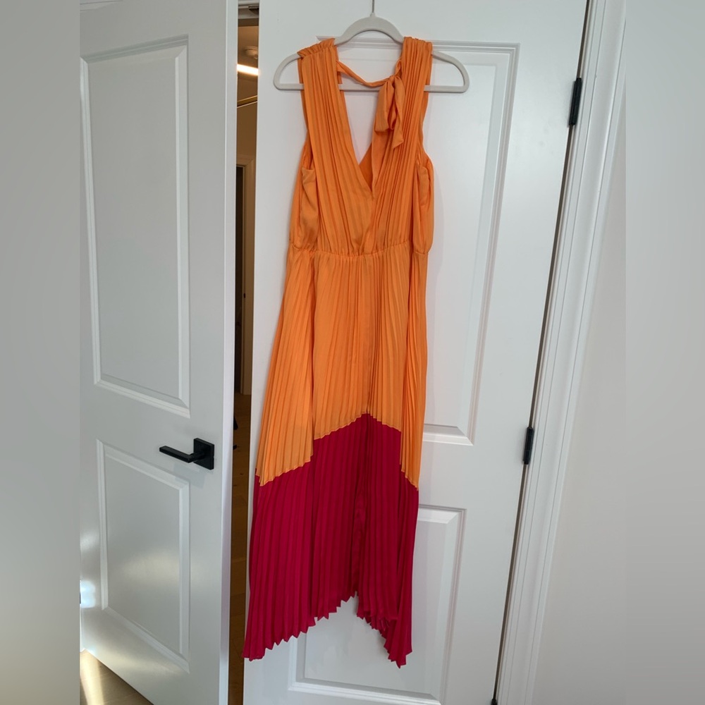 Pleated Color Block Dress